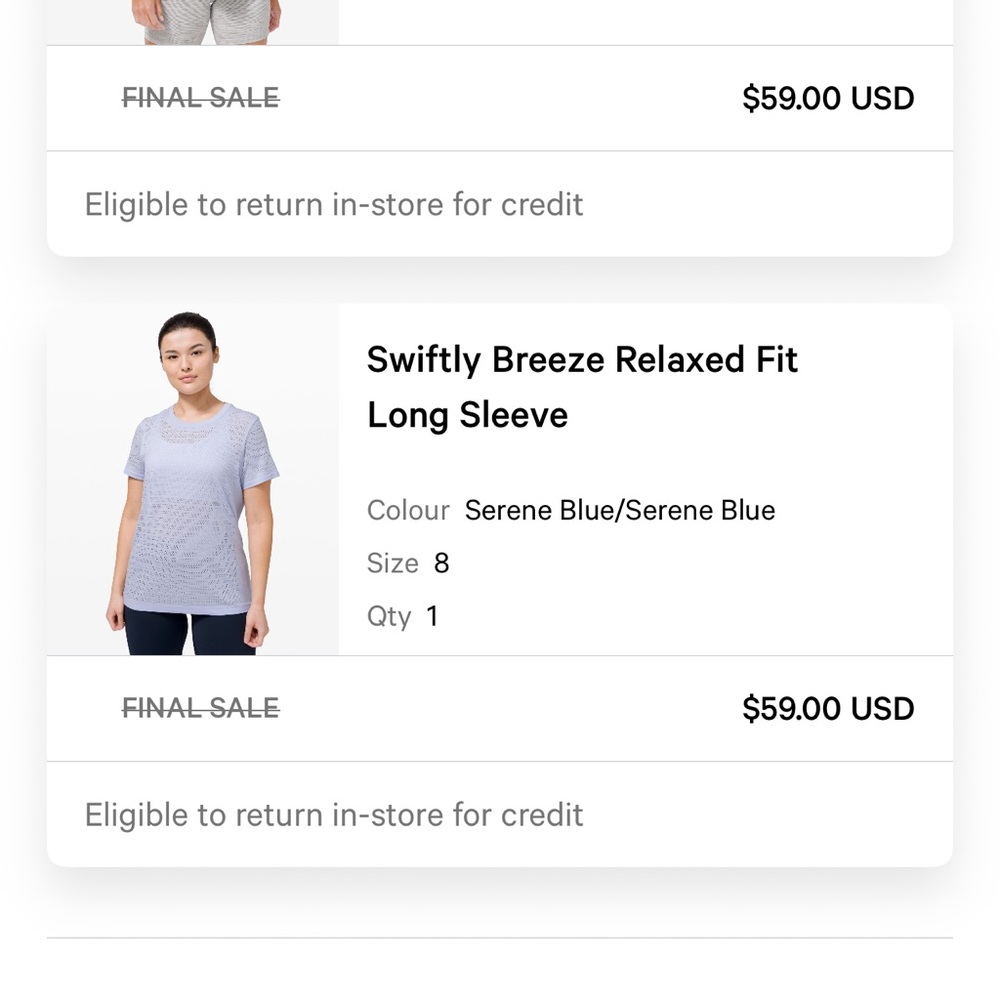 Lululemon Athletica Swiftly Breeze Long Sleeve in Serene Blue